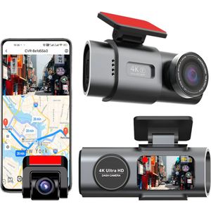 Dashcam voor Auto - 4K Dashcam - Dual Lens - 170° Groothoek - GPS - WiFi - Nachtvisie - 24H Parkeermodus - G-Sensor - 128GB Geheugenkaart inbegrepen - 6M RC Dashcam - Zwart
