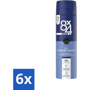8 x 4 Deospray Men - No.17 Oceanic Boost - Deodorant - Oceaangeur - 150 ml - Voordeelverpakking - 6 stuks