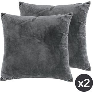 TISECO HOME STUDIO - Kussen (gevuld) SET/2 - CRYSTAL VELVET - 100% polyester - Vierkant - 42x42 cm - Grijs