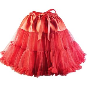 BamBella® - Onesize Grote Petticoat Grote rok poffig Rood Tulle laagjes rokje doorzichtig onder rok dames