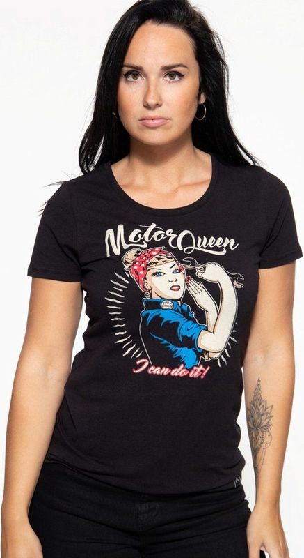 Queen Kerosin - Motor Queen I can do it Top - Zwart