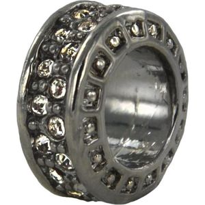 Quiges - Verzilverde Aanschuif Charm Bedel Wiel voor Quiges Wikkelarmbanden - EHC104