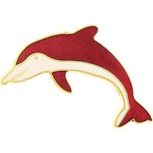 Behave Broche dolfijn rood wit emaille