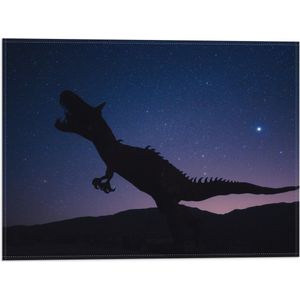 WallClassics - Vlag - Silhouette van een Dinosaurus in de Nacht - 40x30 cm Foto op Polyester Vlag