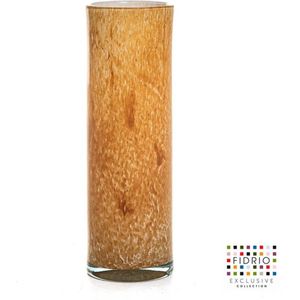 Design Vaas Cilinder - Fidrio CARAMEL - glas, mondgeblazen bloemenvaas - diameter 12 cm hoogte 38 cm