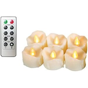 Waxinelichtjes op batterijen - Waxinelichtjes LED - Waxinelichtjes oplaadbaar - Theelichtjes - Wit