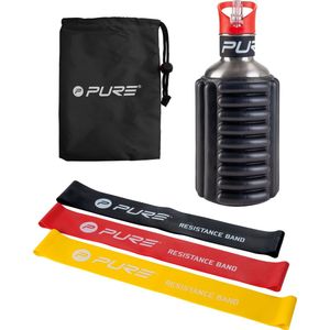 Pure2Improve Yoga Sportfles met 3 Weerstandsbanden - Shakebeker - Resistance Band - Fitness Elastiek - Weerstandsbanden Set - Zwart