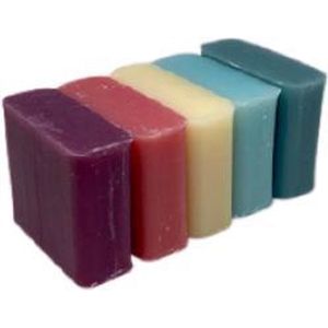 Soap bar set-handzeep savon de marseille Patchouli, Passievrucht, Karite, Fleur de lotus, Marine 5x30 gr.