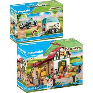 Country 2-delig set Ponypark + Auto met aanhanger