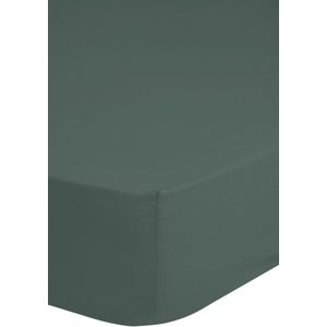 Perfecte katoen geweven hoeslaken olijf groen - 90x220 (eenpersoons extra lang) - hoogwaardig - zacht en ademend - rondom elastiek - hoge hoeken - optimaal slaapcomfort