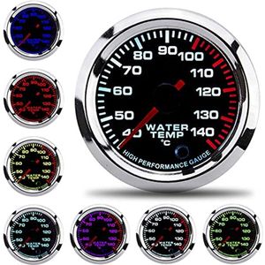Watertemperatuurmeter 12 V Waterkoelvloeistoftemperatuurmeterset - Universele Temperatuurmeter - 7 Kleuren LED-display - 52 Mm - 12 V W/Sensor - 40-140 ℃
