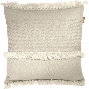 Sierkussen - Offwhite Fringe - White - 50 Cm X 50 Cm