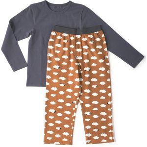 Little Label - pyjama-set jongens - bruin schaapjes - 4Y/96-104 - Zachte BIO Katoen