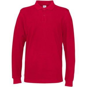 Cottover POLO PIQUE LONG SLEEVE MAN - GOTS GECERTIFICEERD 141018 - Rood - 4XL