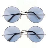Hippie bril - 2 stuks- blauw - XL hippie bril met grote glazen
