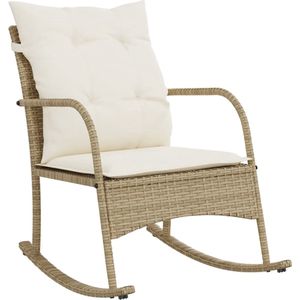 vidaXL - Tuinschommelstoel - met - kussens - poly - rattan - beige