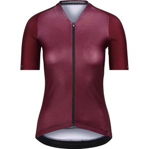 BIORACER Wielershirt Dames korte mouw - Model Icon Coldblack - extra UV-bescherming - Bordeaux - XS - Ideaal voor de brandende zon te trotseren