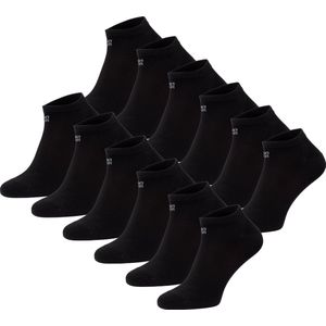 BOXR Underwear - Bamboe Sneaker Sokken - Bamboe Enkelsokken Dames & Heren - Zijdezacht - Thermo Control - Korte Sokken - 12 Paar - 39/42 - Zwart