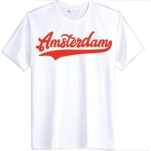 T-shirt Amsterdam - wit rood - maat S