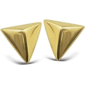 Jwls4u Oorbellen Pyramide 3D  Silver Gold-plated JE001G