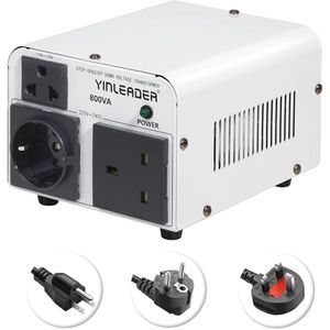 Spanningsomvormer 800VA Ringkerntransformator - Ingang 110V/220V, Uitgang 110V/220V met UK- en EU-stekkers