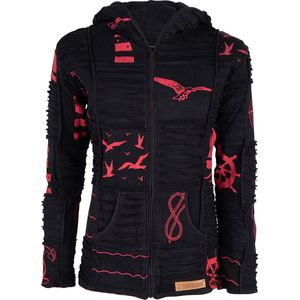 Dames Vest van Katoen met Polyester Fleece voering en vaste capuchon - SHAKALOHA - W Seabreeze BlackGrey S