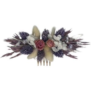 Haarkam lila | communie | haarpin | haarspeld | droogbloemen | haaraccessoire | meisjes | haarsieraad