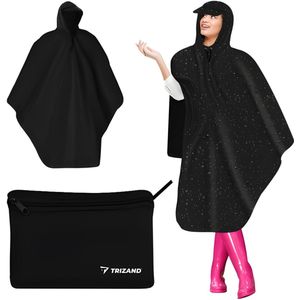 Trizand Regenponcho - 2x - zwart - polyester/pvc - volwassenen - one size - poncho - regenjas - regenponcho's