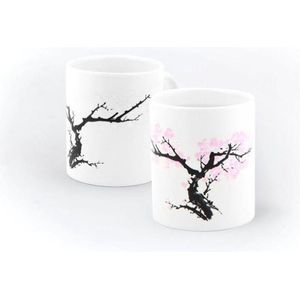 Kikkerland Bloesem Mok (warmte verkleurend) - Magische mok - Kan van kleur veranderen - Zwarte boom - Roze bloesemboom - Kersenbloesem - Japans – Sakura