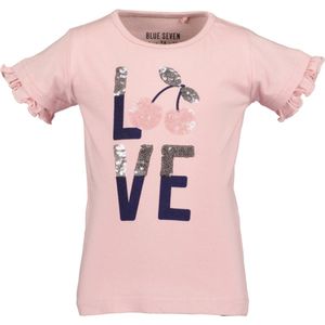 Blue Seven-Kids Girls knitted T-shirt-Rose orig - Maat 104