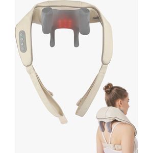 Nekmassageapparaat met warmte - 2-in-1 rug- en nekverlichting - Diep weefsel 5D shiatsu massage