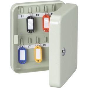 Sleutelkast 20 sleutels - afsluitbaar - 1 stuk - grijs - gelegeerd staal - 20 x 16,5 x 6 cm