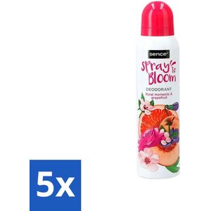5 x Sence - Floral & Grapefruit - Deodorant - Fris & Fruitig - 150 ml - Deodorant Zonder Vlekken - Deodorant Voor Dagelijks Gebruik