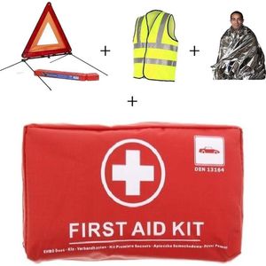 Auto 3-delige Veiligheid Set + 41-Delige EHBO Verband Set