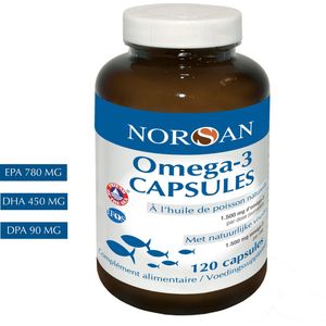 NORSAN - Omega-3 Capsules - 1500 MG - 120 Capsules - EPA 780 MG - DHA 450 MG - DPA 90 MG - Vitamine E