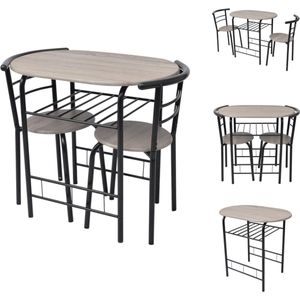 vidaXL Elegante Ontbijtbarset - MDF - 80x53x74cm - Zwart Frame - Set tafel en stoelen