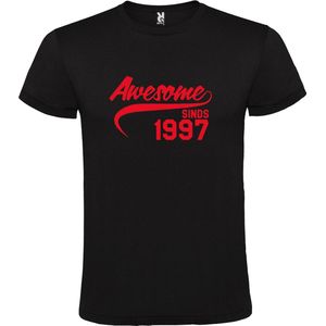 Zwart T-shirt ‘Awesome Sinds 1972’ Rood Maat XS
