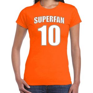 Superfan nummer 10 oranje t-shirt Holland / Nederland supporter EK/ WK voor dames XS