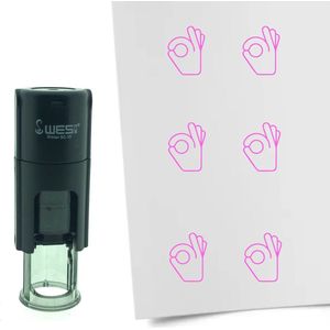 CombiCraft Stempel OK hand gebaar 10mm rond - Roze inkt