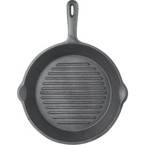 Grillpan inductiekookplaat - Gietijzer - Rond - 24 cm