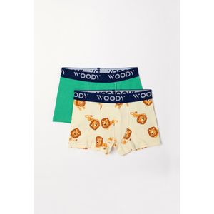 Woody boxershort jongens - groen/beige - leeuw - 241-10-CLD-Z/065 - maat 92