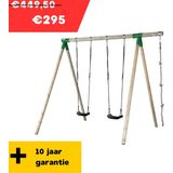 Hörby Bruk® Dubbele Schommel - 100% FSC hout - Inclusief klimtouw - 2 schommelzitjes - 4 grondankers - Houten Schommel - 10 jaar garantie - Speeltoestel buiten - Buitenspeelgoed voor jongens - Buitenspeelgoed meisjes - LxBxH 295 x 295 x 250 cm