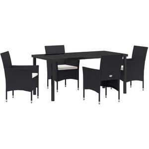 vidaXL - 5-delige - Tuindining - set - Zwart - Poly - Riet