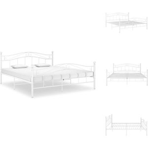 vidaXL Bedframe Luxe - Tweepersoonsbed - Metaal - 209 x 208 x 92.5 cm - Wit - Bed