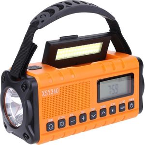 RM Store® - Multifunctionele Noodradio - Emergency Radio - Survival Noodpakket - Powerbank - Aangedreven Zaklamp - Outdoor - Oranje - 18 x 7 x 10 cm.