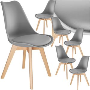 Tectake - Frederikke - Eetkamerstoelen - Grijs - Set van 6