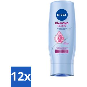 12 x NIVEA - Diamantglans Conditioner - Crèmespoeling - Voor Glans - 200 ml - Haar Conditioner - Glans Conditioner - NIVEA Diamond Gloss - Diamant Poeder - Aronskelk Extract