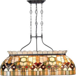 Hanglamp Tiffany 115*36*130 cm E27/max 4*60W Groen Metaal, Glas Rechthoek Art Deco Hanglamp Eettafel Hanglampen Eetkamer Glas in Lood