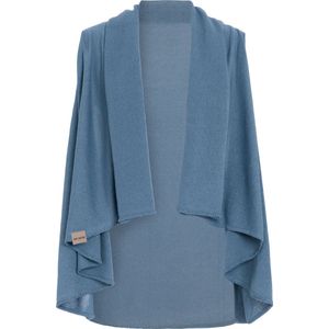 Knit Factory Senna Omslagvest - Stola voor in de zomer - Donkerblauwe stola - Gemaakt van 50% gerecyceld katoen - Jeans - 36/44
