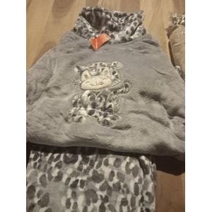 Pyjama in fleece - Dames - Hoge kraag - maat XL - poes - Super zacht - HQ - panter print - luipaard print - Tijger print